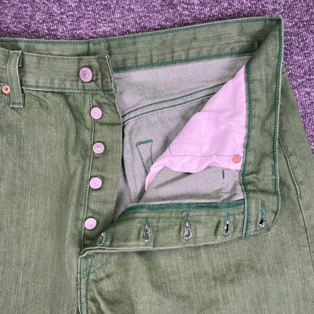 Levis 501 Original Jeans Mens 36x30 Green Straight Classic Button‎ Fly Fits34x28